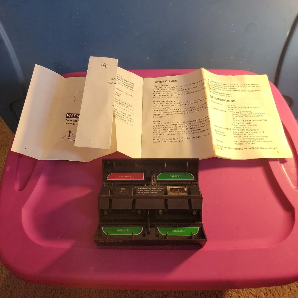 Sony BCA-80 Rapid Battery Charge Adaptor with Instructions